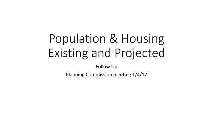 population housing