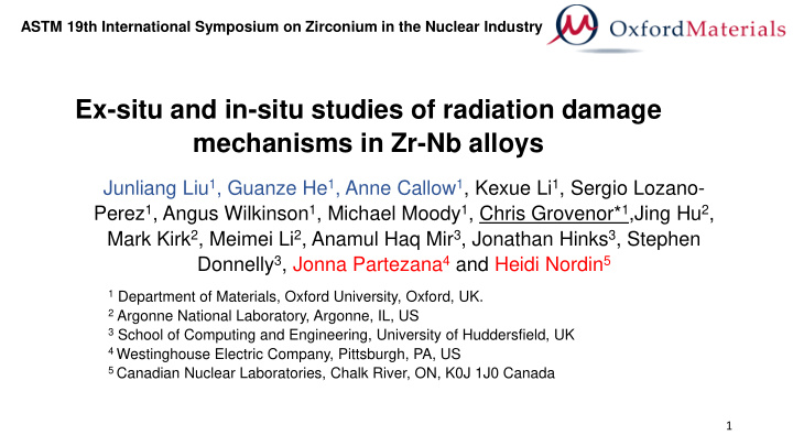 ex situ and in situ studies of radiation damage