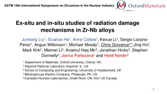 Ex-situ and in-situ studies of radiation damage  mechanisms in Zr-Nb alloys Junliang Liu 1 , Guanze
