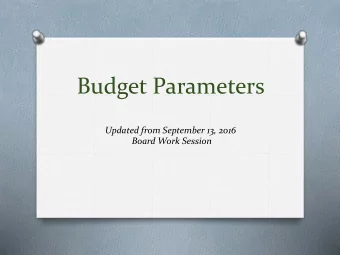 Budget Parameters  Updated from September 13, 2016  Board Work Session  The Past Five Years