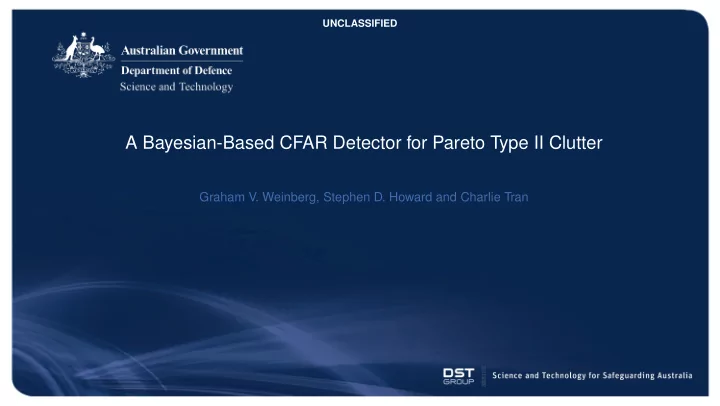 a bayesian based cfar detector for pareto type ii clutter