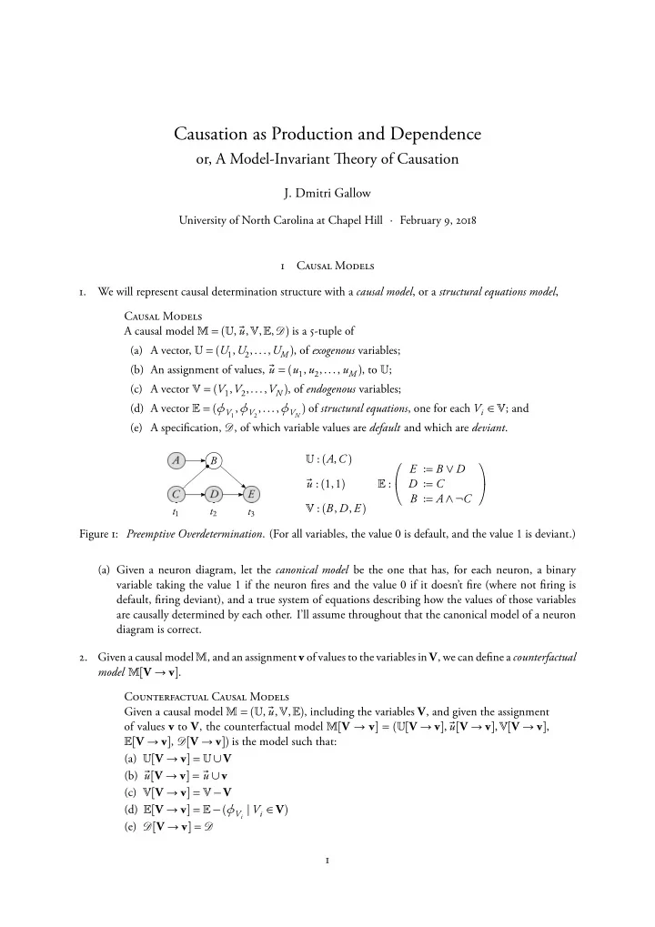 causation as production and dependence
