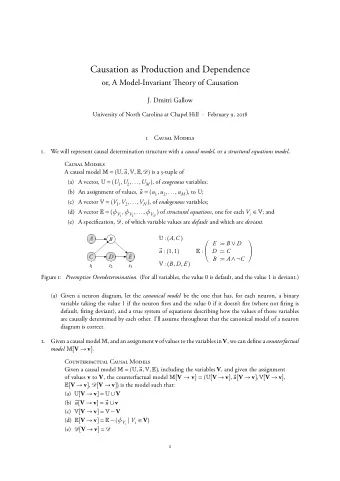 Causation as Production and Dependence  or, A Model-Invariant Tieory of Causation  Counterfactual