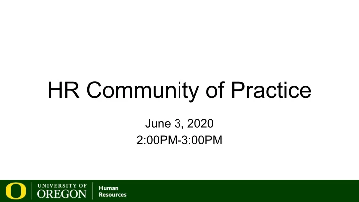 hr community of practice
