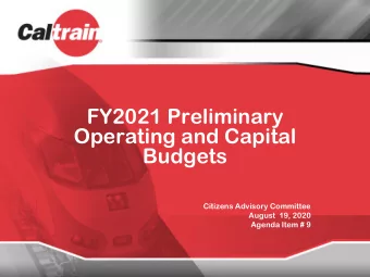 FY2021 Preliminary  Operating and Capital  Budgets  Citizens Advisory Committee  August  19, 2020