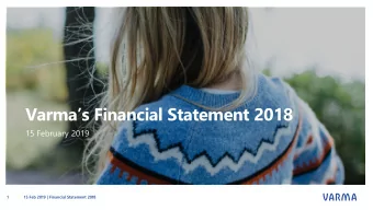 Varmas Financial Statement 2018  15 February 2019  1  15 Feb 2019 | Financial Statement 2018