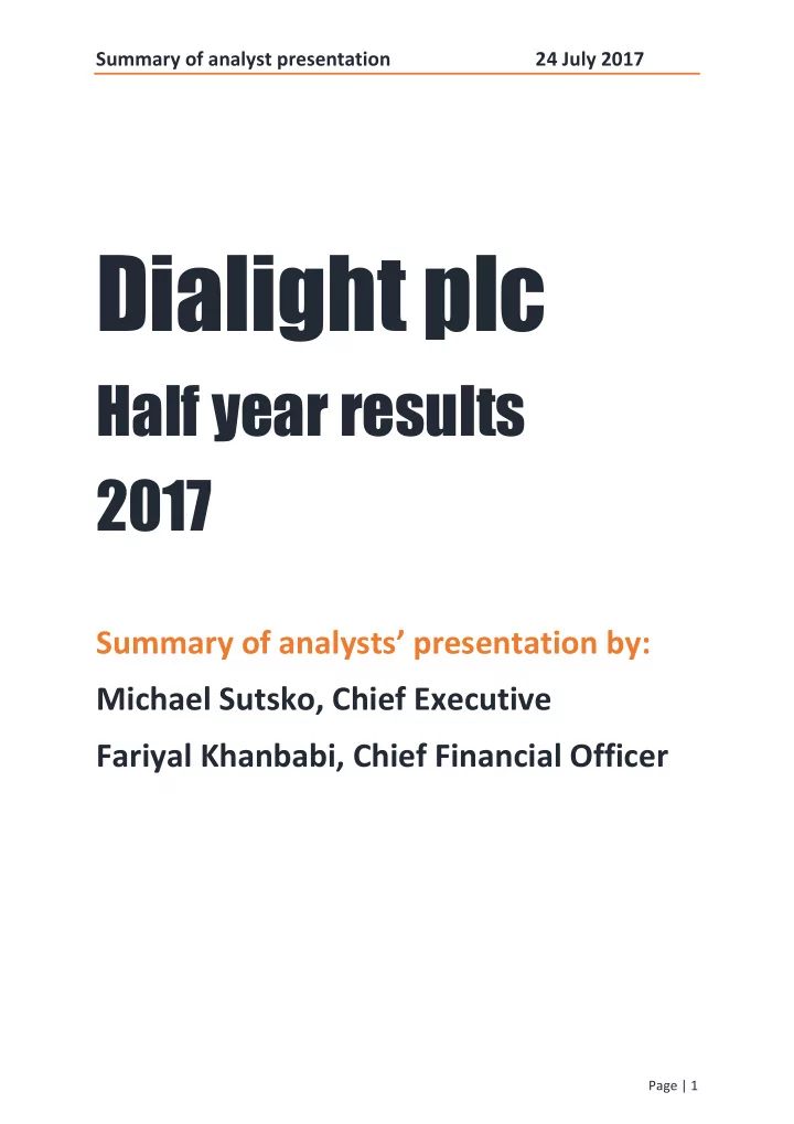 dialight plc