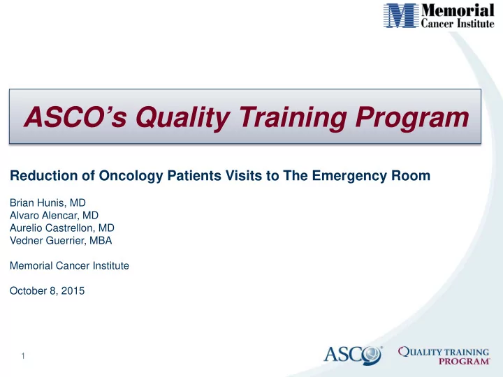 asco s quality training program