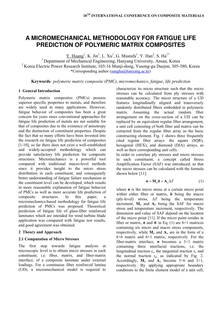 a micromechanical methodology for fatigue life prediction
