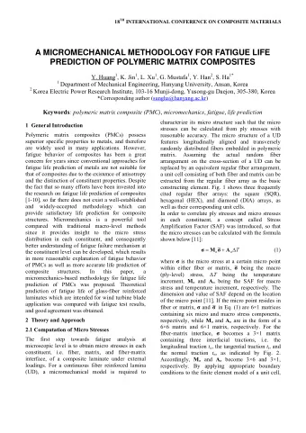 A MICROMECHANICAL METHODOLOGY FOR FATIGUE LIFE  PREDICTION OF POLYMERIC MATRIX COMPOSITES Y. Huang