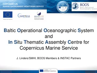 B altic O perational O ceanographic S ystem  and In S itu T hematic A ssembly C entre for