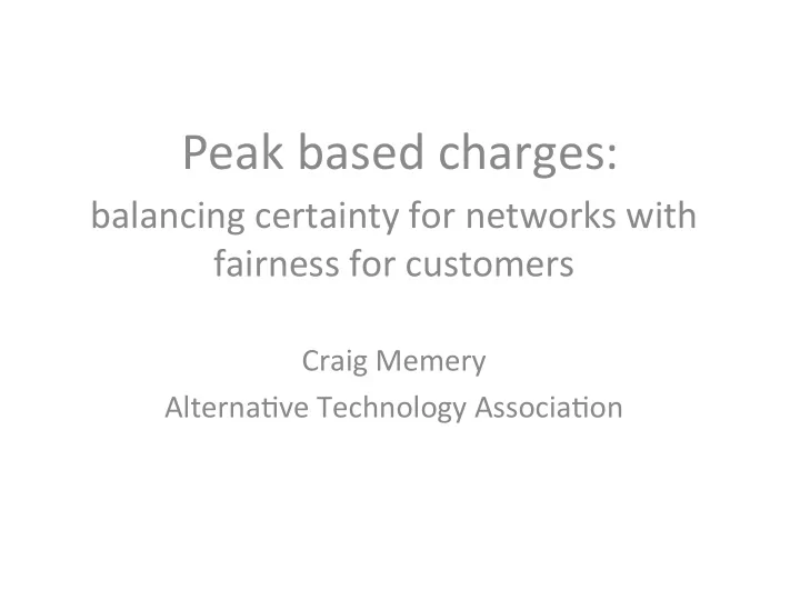 peak based charges