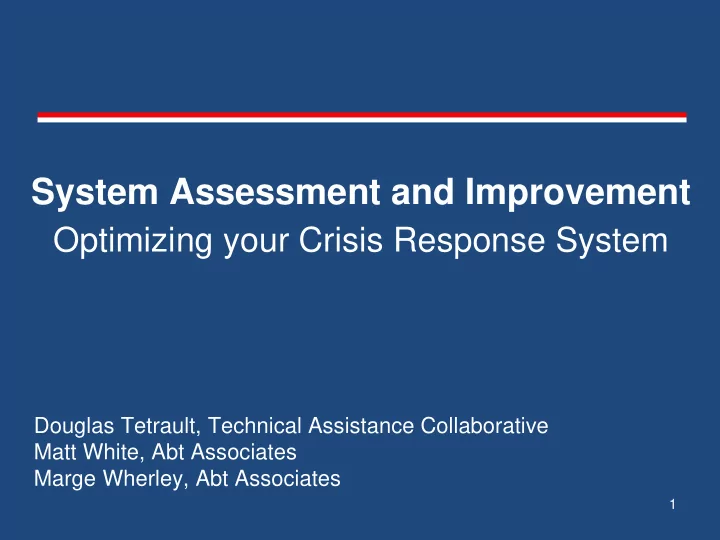 system assessment and improvement
