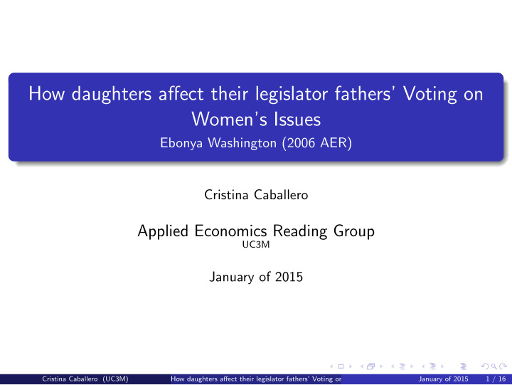 how daughters affect their legislator fathers voting on