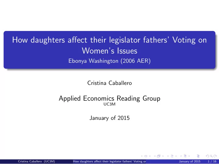 how daughters affect their legislator fathers voting on