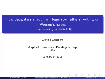 How daughters affect their legislator fathers Voting on  Womens Issues  Ebonya Washington