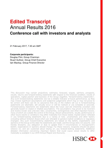 Edited Transcript  Annual Results 2016  Conference call with investors and analysts  21 February