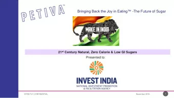 Bringing Back the Joy in Eating -The Future of Sugar 21 st Century Natural, Zero Calorie &amp;