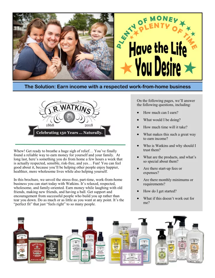 the solution earn income with a respected work from home