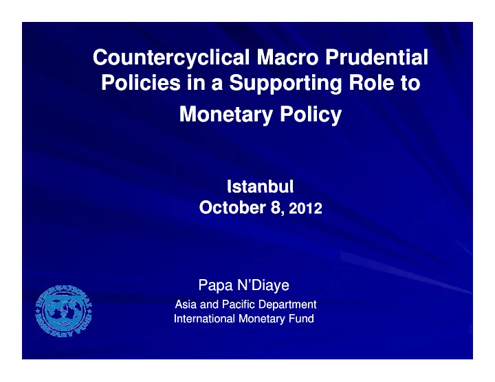 countercyclical macro prudential countercyclical macro