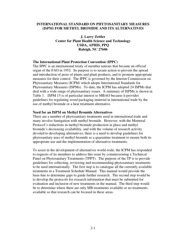 international standard on phytosanitary measures ispm for