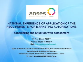 NATIONAL EXPERIENCE OF APPLICATION OF THE  REQUIREMENTS FOR MARKETING AUTORISATIONS  - considering