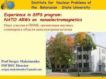 the  Belarusian   State University  Experience in SfPS program:  NATO ARWs on  nanoelectromagnetics