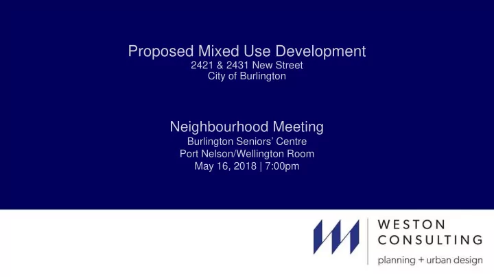 neighbourhood meeting burlington seniors centre port