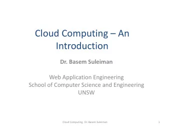 Introduction  Dr. Basem Suleiman  Web Application Engineering  School of Computer Science and