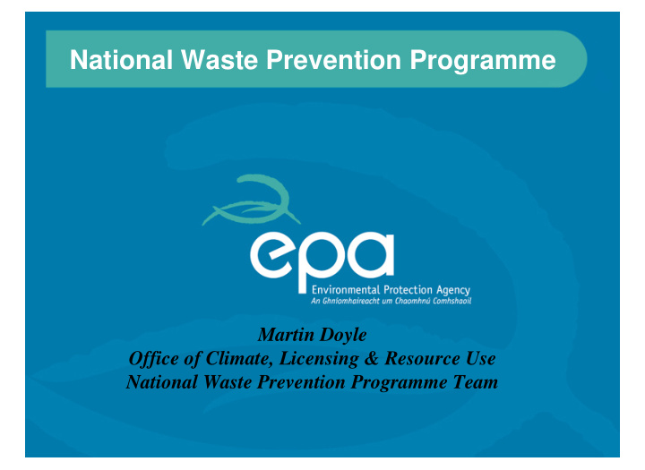 national waste prevention programme