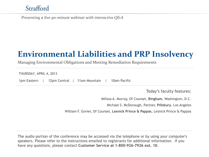 environmental liabilities and prp insolvency
