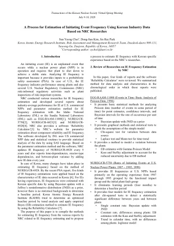 Nuclear Power Plants: 1987  1995, 1999)  estimating IE frequency based on the method of