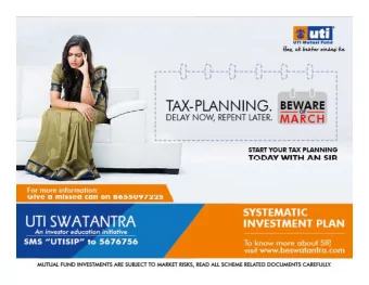 JAN  FEB  MARCH  THE SEASON OF WORRIES FOR  TAX PLANNING  Do I invest  only to save  tax?
