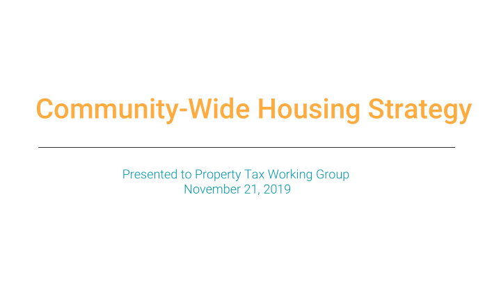 community wide housing strategy