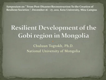 Chuluun Togtokh, Ph.D.  National University of Mongolia  Introduction  Vulnerability of
