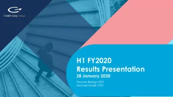 Results Presentation  28 January 2020  Thomas Beregi CEO  Michael Eadie CFO Leadership in the