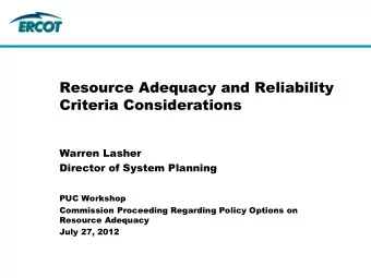 Criteria Considerations  Warren Lasher  Director of System Planning  PUC Workshop  Commission