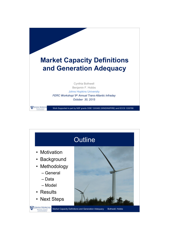 market capacity definitions and generation adequacy