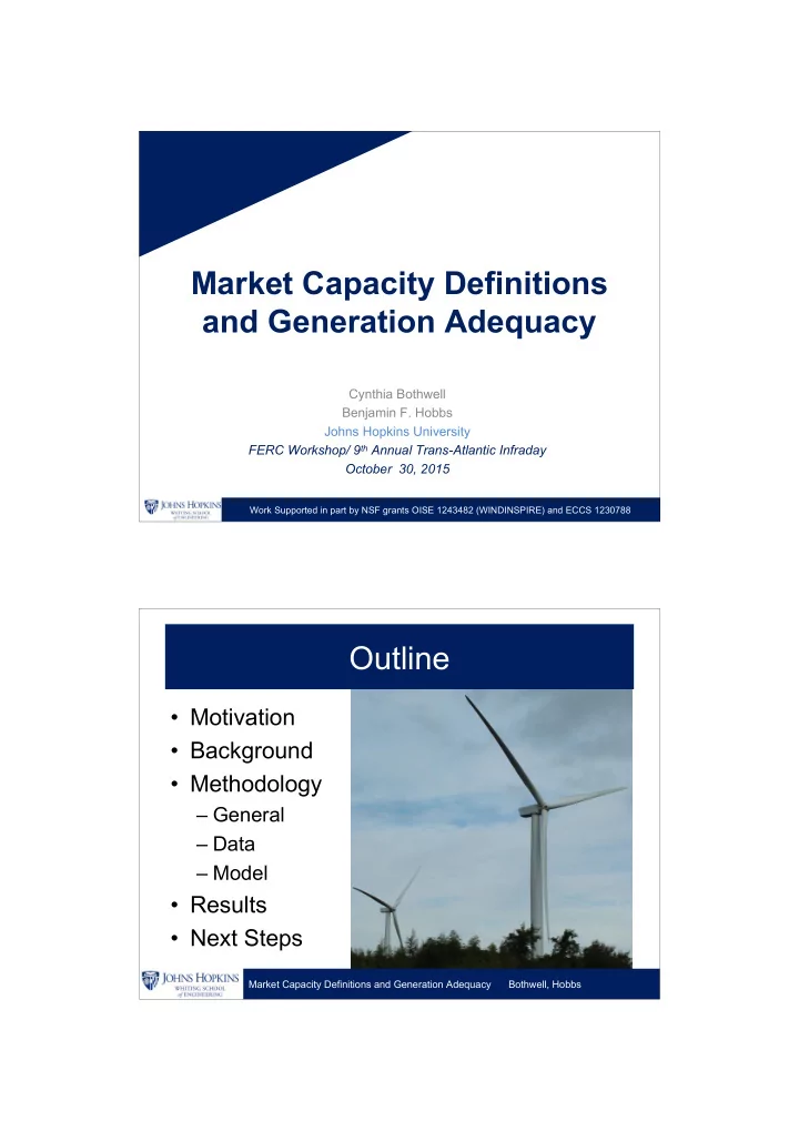 market capacity definitions and generation adequacy