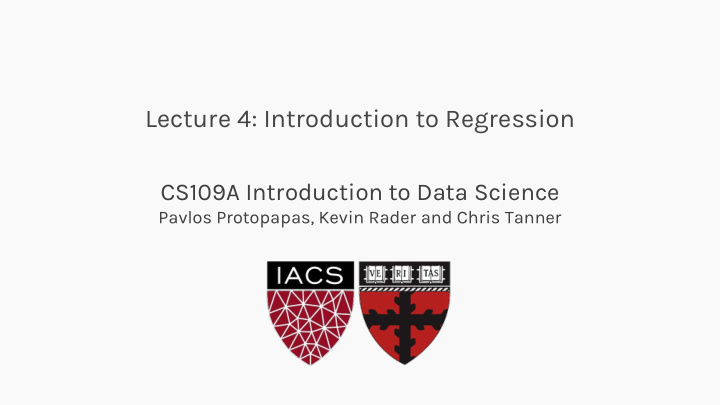 lecture 4 introduction to regression