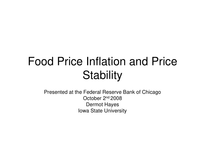 food price inflation and price stability