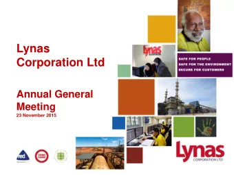Corporation Ltd  Annual General  Meeting  23 November 2015  1  Disclaimer  This Presentation has
