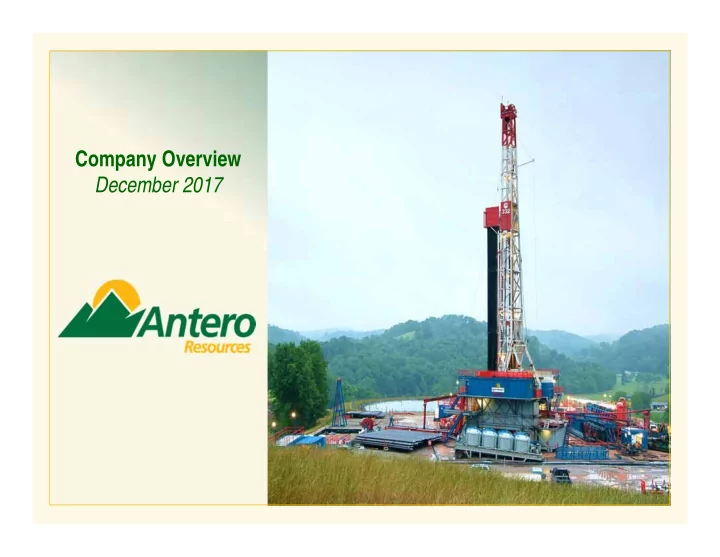 company overview december 2017 forw ard looking statements