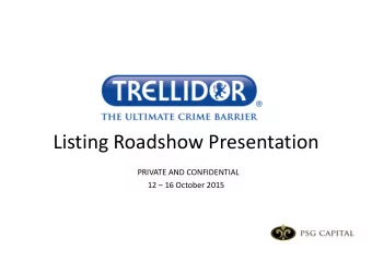 Offer summary  Listing on Main Board of JSE  Listing  53.2m shares representing 49% of