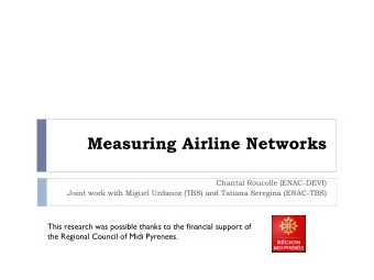 Measuring Airline Networks  Chantal Roucolle (ENAC-DEVI)  Joint work with Miguel Urdanoz (TBS) and