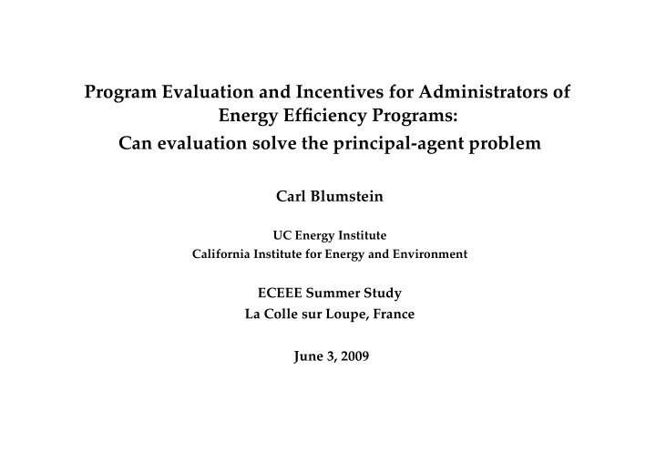 program evaluation and incentives for administrators of