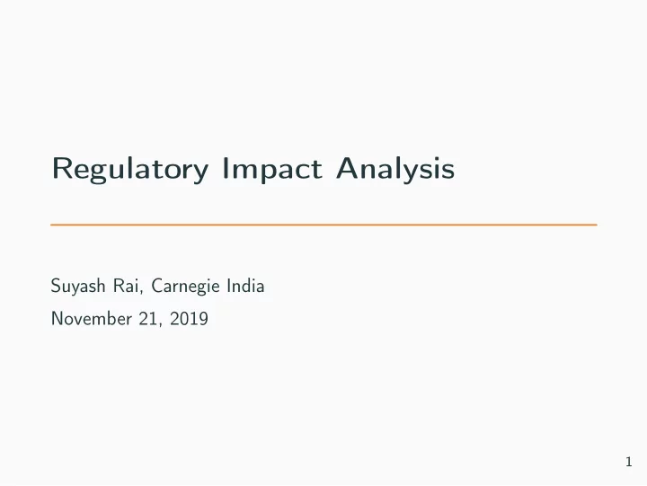 regulatory impact analysis