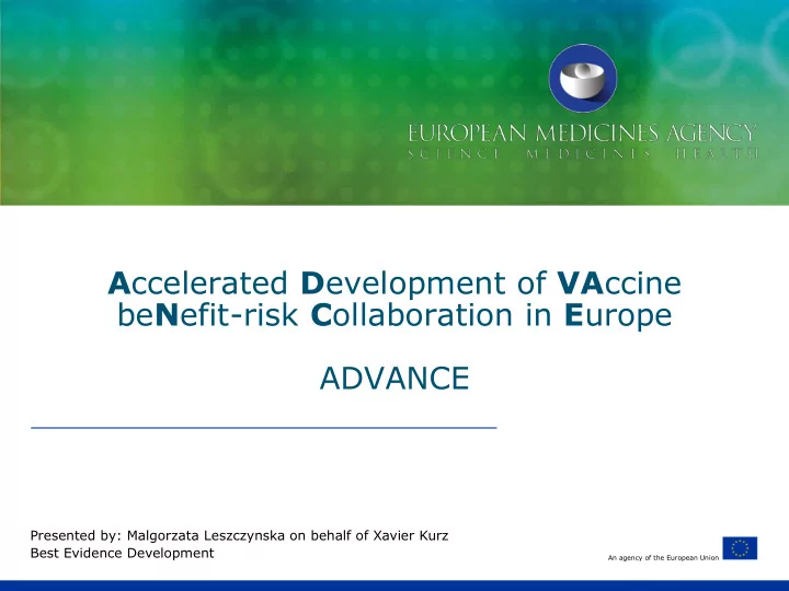 advance presented by malgorzata leszczynska on behalf of