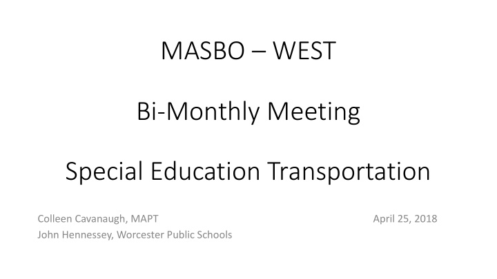 masbo west bi monthly meeting special education