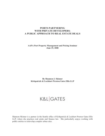 PORTS PARTNERING  WITH PRIVATE DEVELOPERS:  A PUBLIC APPROACH TO REAL ESTATE DEALS  AAPA Port
